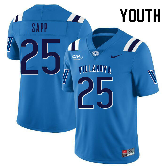 Youth #25 Christian Sapp Villanova Wildcats College Football Jerseys Stitched Sale-Light Blue - Click Image to Close